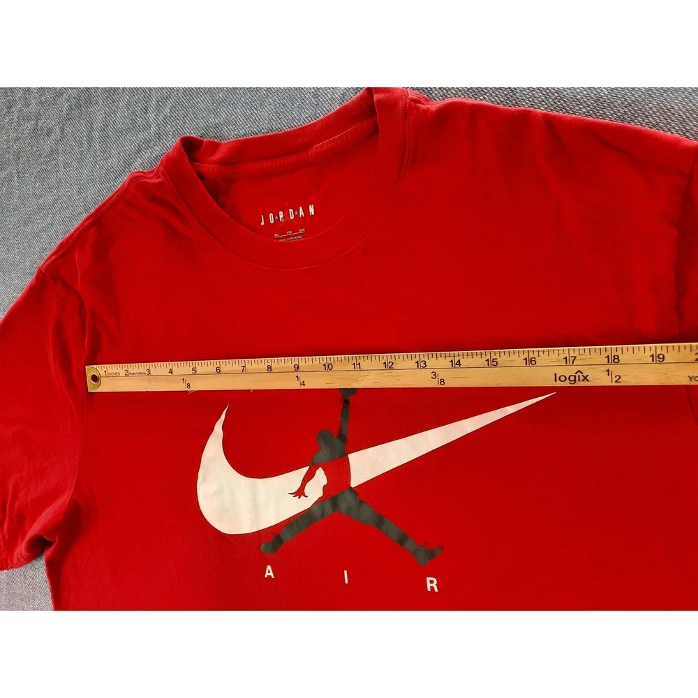 Jordan Air Mens XXL Red Graphic T-Shirt Nike Swoosh Jumpman Short Sleeve Cotton